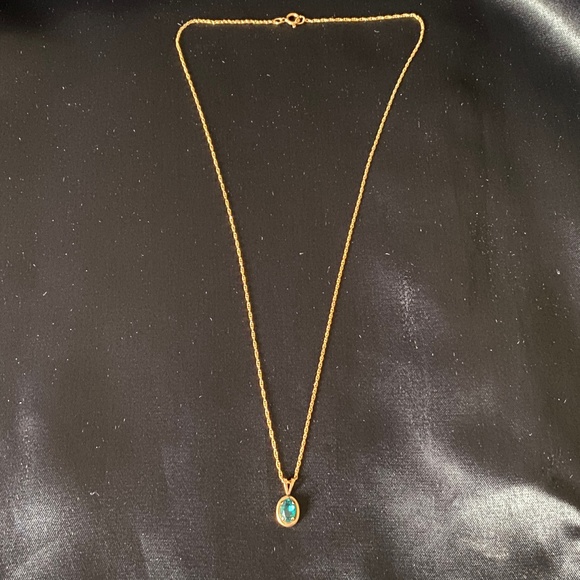 Van Dell I Blue Zircon 14KT Gold Overlay Necklace - Picture 10 of 16